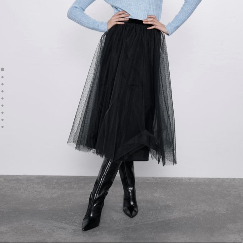 ZARA Tulle Skirt with Polka Dots